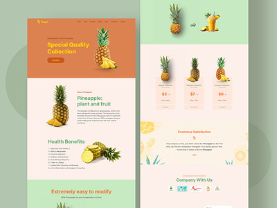 Pineapple - Landing Page Design clean design creative design design food funny landing page minimalistic modern pineapple portfolio ui ux web design website
