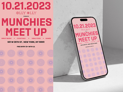 "Munchies Meetup" Marketing Graphics for Olly Olly NYC brand design branding corporate design flyer graphic design illustration marketing networking socialmedia