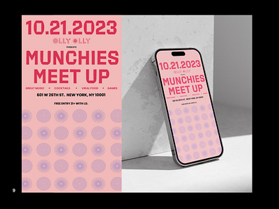 "Munchies Meetup" Marketing Graphics for Olly Olly NYC brand design branding corporate design flyer graphic design illustration marketing networking socialmedia