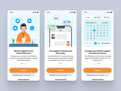 Application onboarding screens - MeLiSA mobile app app app design design health support onboarding screen ui