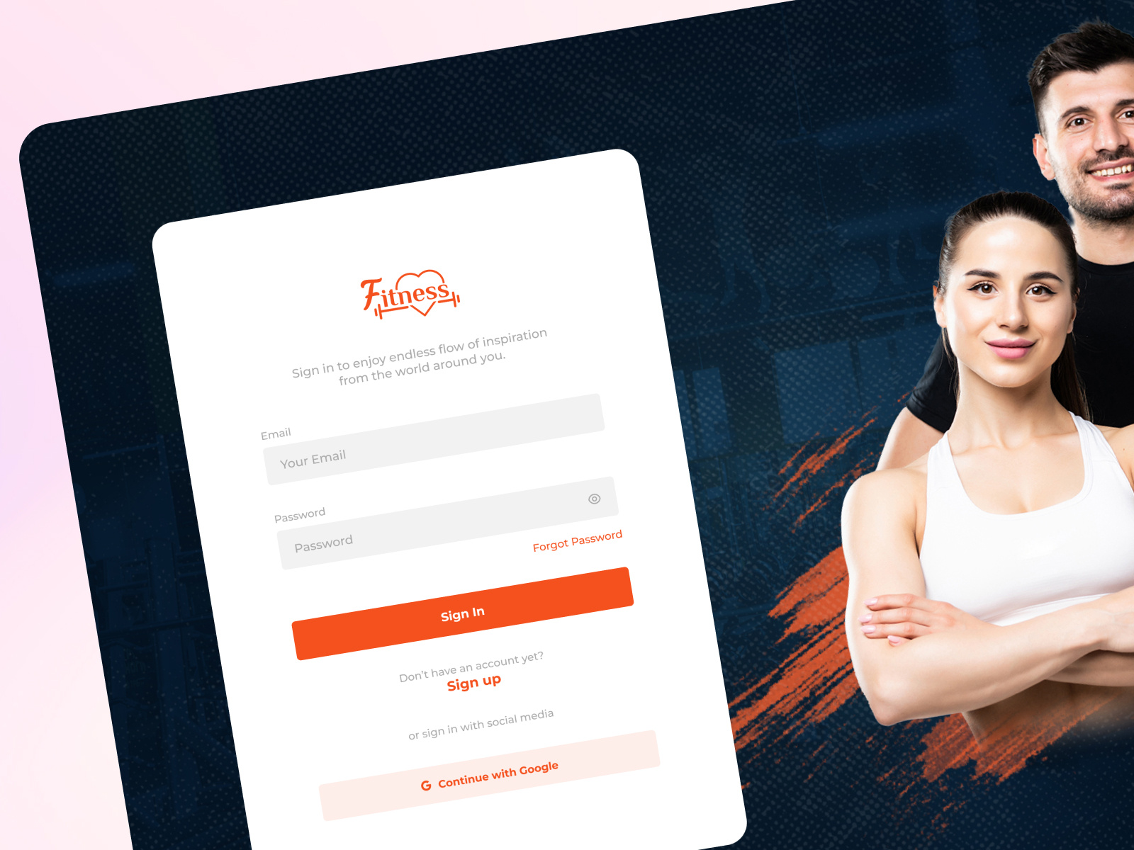 Fitness Web App Login and Register by Jaidip Chodvadiya on Dribbble