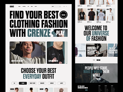Crenze - Clothing website brand branding clothingbrand clothingwebsite design ecommercewebsite landing page design landingpage minimal modern design trendyweb ui uiuxdesign web webdesign website