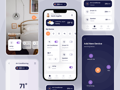 Smart Home App Exploration android app bold clean dashboard data design home ios mobile panel settings smart home stats thumbnail typography ui ux whitespace wireless