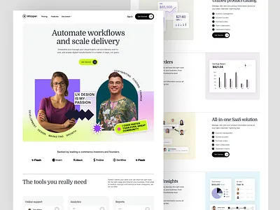 Wizzper saas startup landing page design b2b b2c collaboration corporate design finance fintech homepage landing page saas startup team ui uxui web web design web page web ui webflow webpage