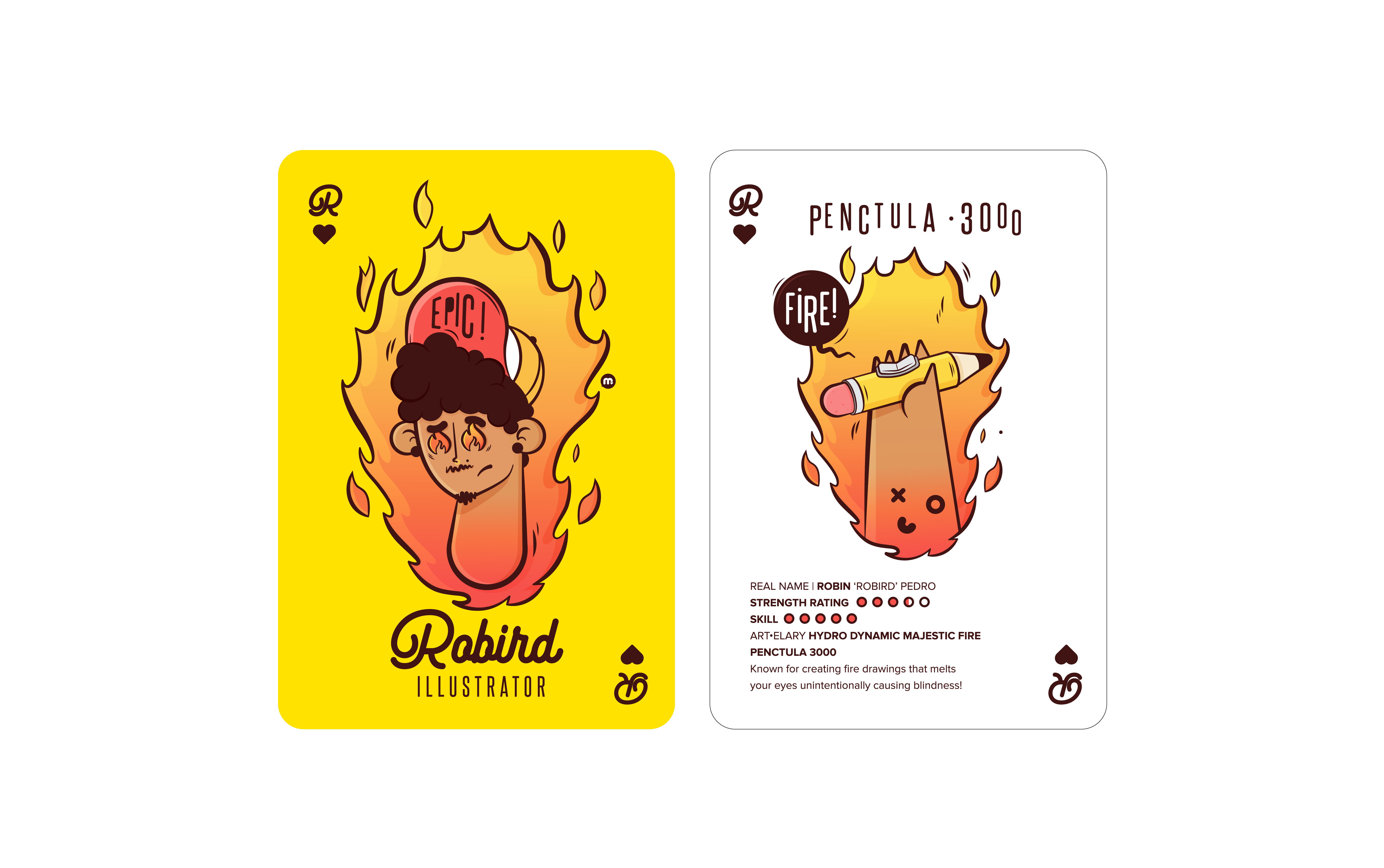 Robird Trading Card character design design epic fire graphic design illustration pencil trading card