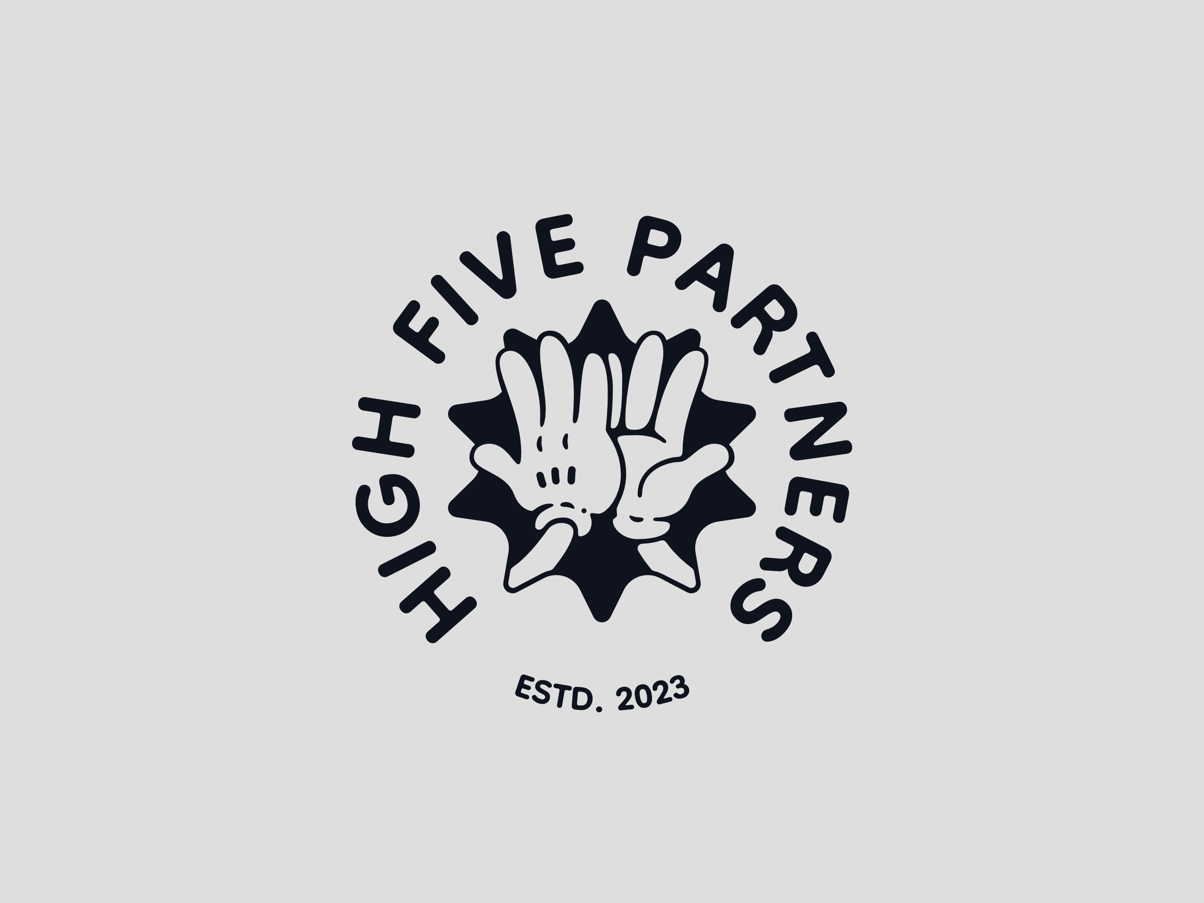 Retro logo with two high-fiving hands