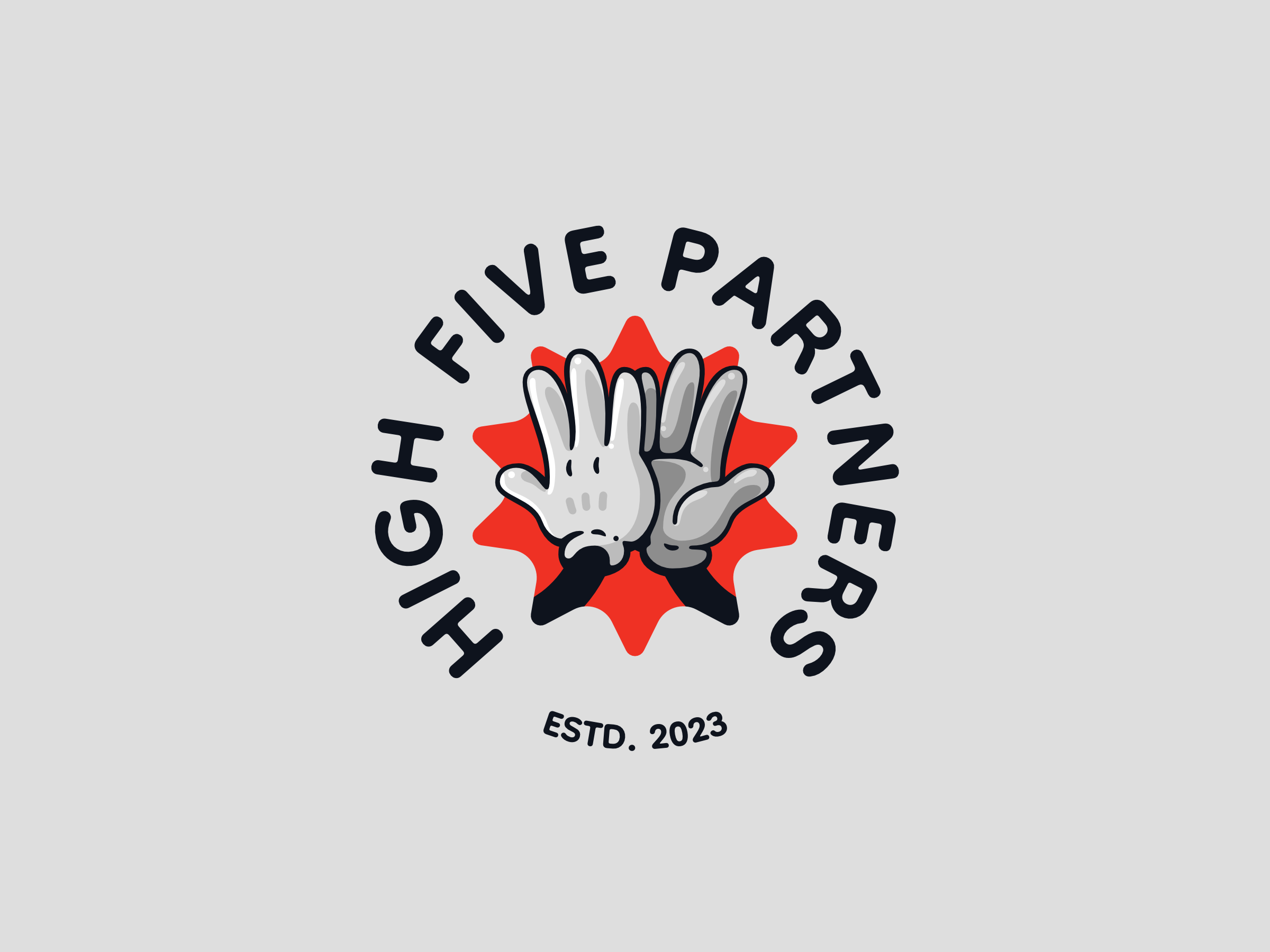 Retro logo with two high-fiving hands