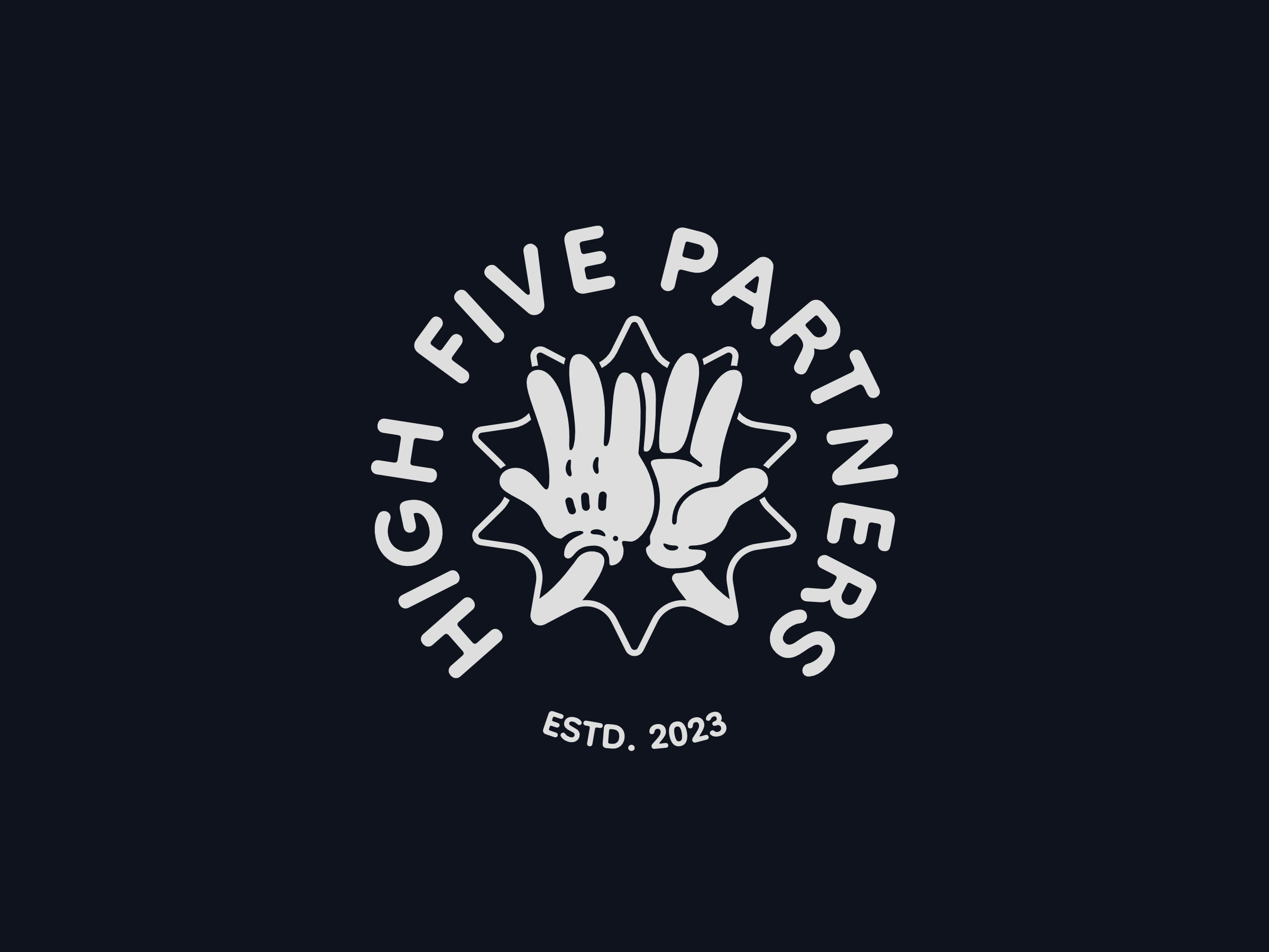 Retro logo with two high-fiving hands