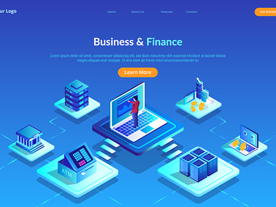 Business & Finance illustration business page currency finance hero image home page illustration illustration isometric landing page technology ui ui illustration ui image uiux vector visualization web page illustration website illustration