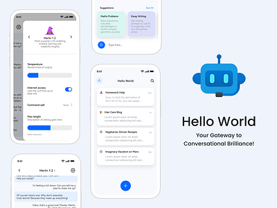 Hello World - Multi LLM AI Chatbot ai android app chat chatbot clean design ios minimal mobile ui uiux