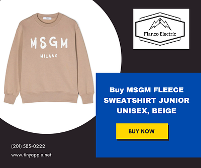 Buy MSGM FLEECE SWEATSHIRT JUNIOR UNISEX, BEIGE - Tinyapple