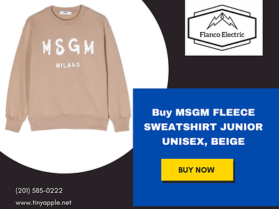 Buy MSGM FLEECE SWEATSHIRT JUNIOR UNISEX, BEIGE - Tinyapple
