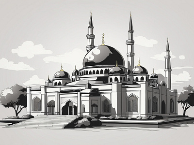 Black_mosque_vector_super_simple_and_clean_style. illustration vector