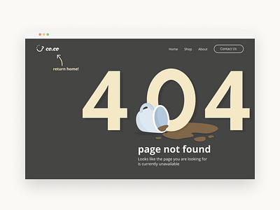 404 Error Page coffee design illustration ui user interface web