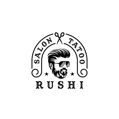 Rushi Hair Salon logo | Man portrait logo branding business logo graphic design hair salon logo logo modern