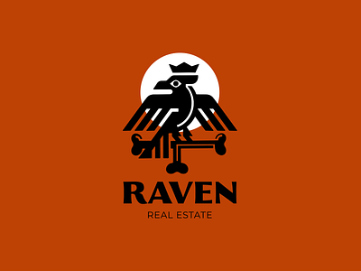 Raven Halloween bone crown halloween illustration logo logotype raven