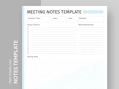 Meeting Notes Free Google Docs Template design docs document free google docs templates free template free template google docs google google docs meeting note notepaper notes print printing template templates timeline word