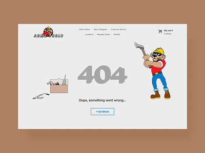 Concept | Error page 404 acme tools concept design error page figma follow follow me illustrations new interface product design redesign tools vector illustration web design