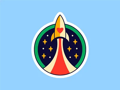 Pine Park Health Sticker No. III achievement astrology branding design flat graphic design heart icon illustration logo milestone rocket rocket ship ship space stars sticker stickers technology vector