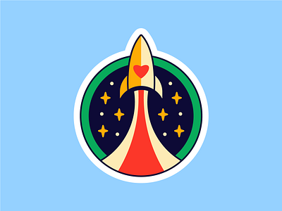 Pine Park Health Sticker No. III achievement astrology branding design flat graphic design heart icon illustration logo milestone rocket rocket ship ship space stars sticker stickers technology vector