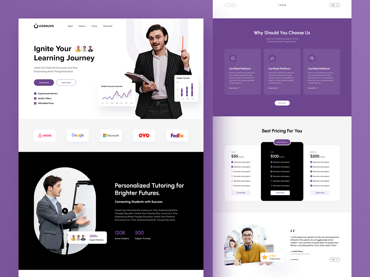 Tutor Finding Landing Page by Uix Shuvo on Dribbble