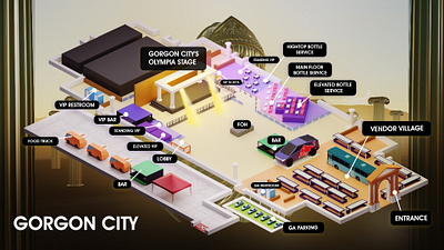 3d Map for indoor music Event 3d 3d event map draw a map event event map graphic design illustation map isometric map