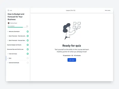 Start quiz courses illustration quiz sidebar start quiz ui