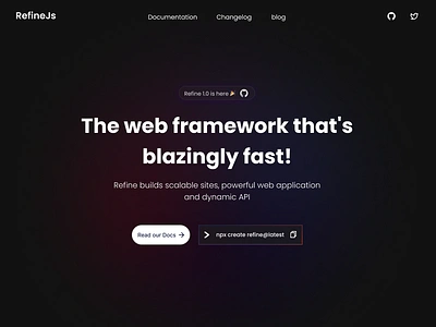 Refine.js- A blazingly fast js framework design inspiration landing page modern design ui uiux ux web design website design