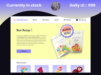 Currently in stock Daily UI 096 branding candy candyland chocolate color currently in stock daily ui design graphic design illustration logo new recipe sugar sweet ui ux vector webdesign website