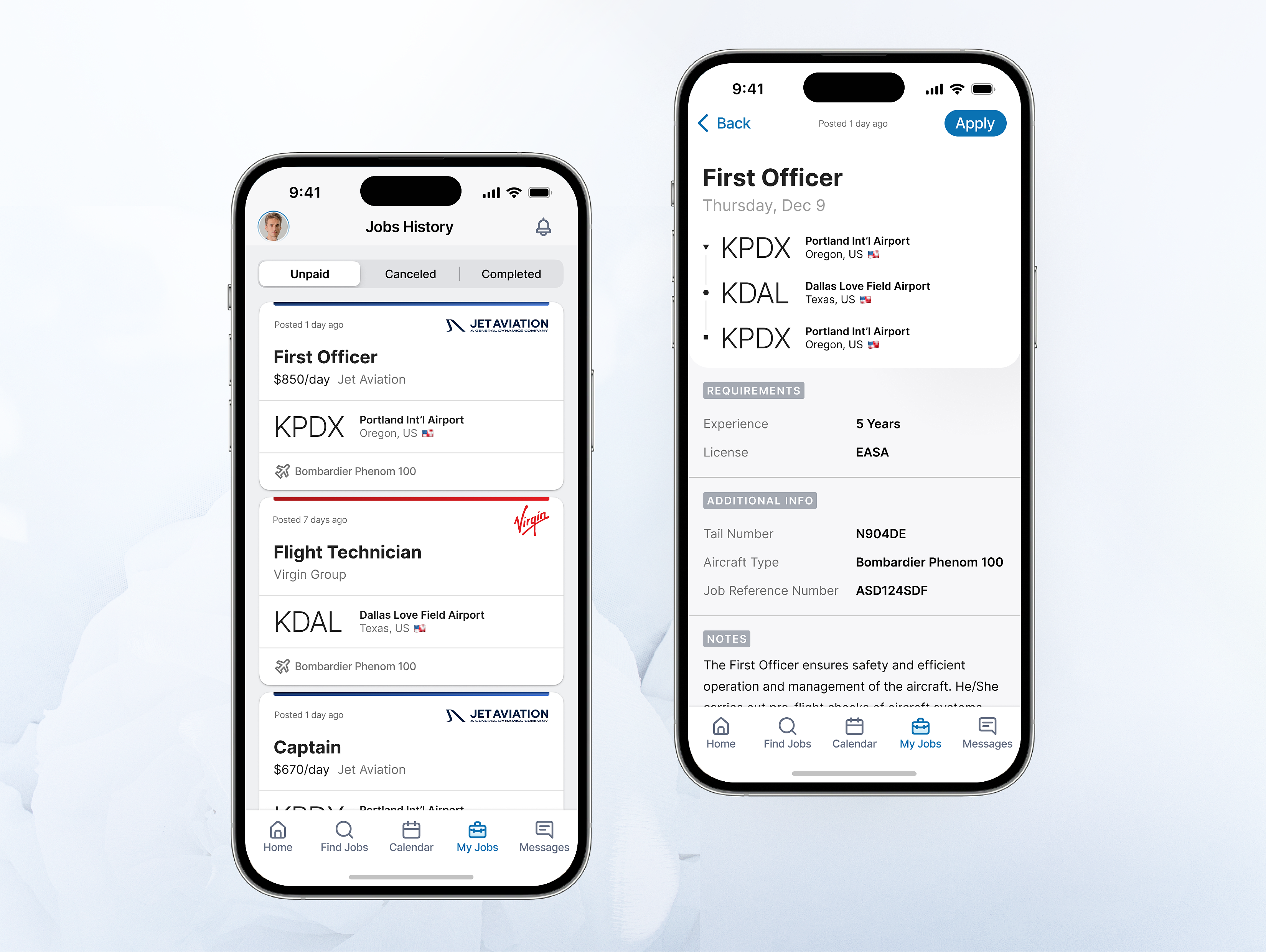 Staffing Mobile App for Business Aviation Industry app cabin crew captain clean design figma first officer flight flight technician grey job jobs minimalism pilot simple staffing ui work