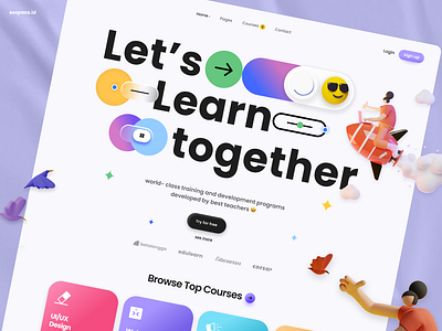 #Exploration - Skillup Online Course - Landing page colorful design education figma interface design landing page minicasestudy online course landing page ui ux webdesign