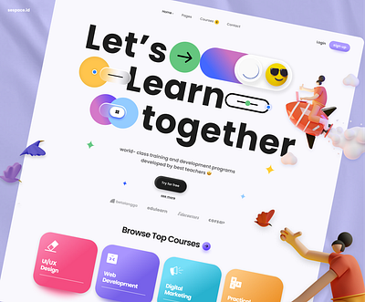 #Exploration - Skillup Online Course - Landing page colorful design education figma interface design landing page minicasestudy online course landing page ui ux webdesign