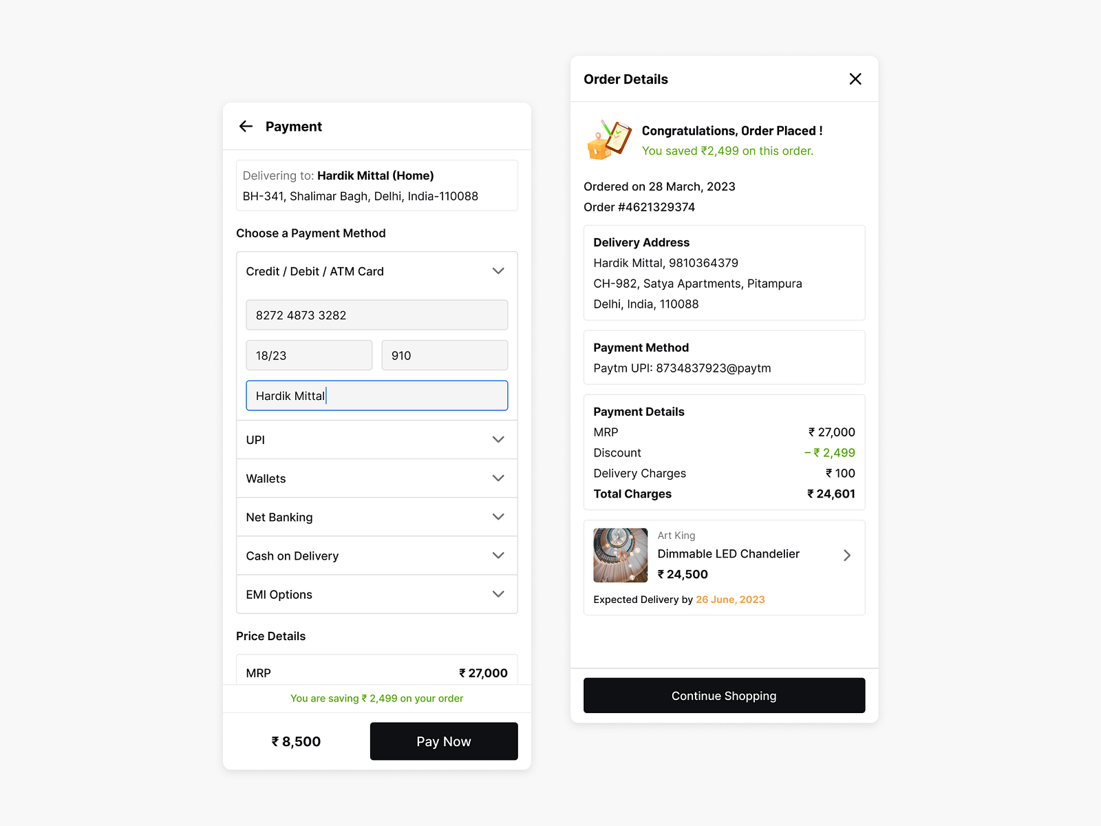 Furniture Payments Flow by Hardik Mittal on Dribbble