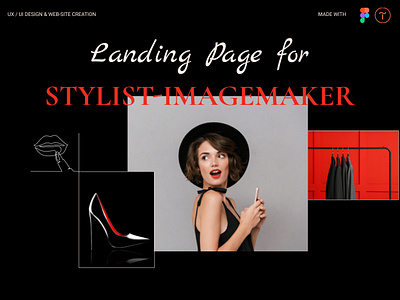 Landing Page for a Stylist beauty black desktop fashion figma imagemaker landing landing page lineart mobile portfolio red services stylish stylist tilda ui ui design uxui design website