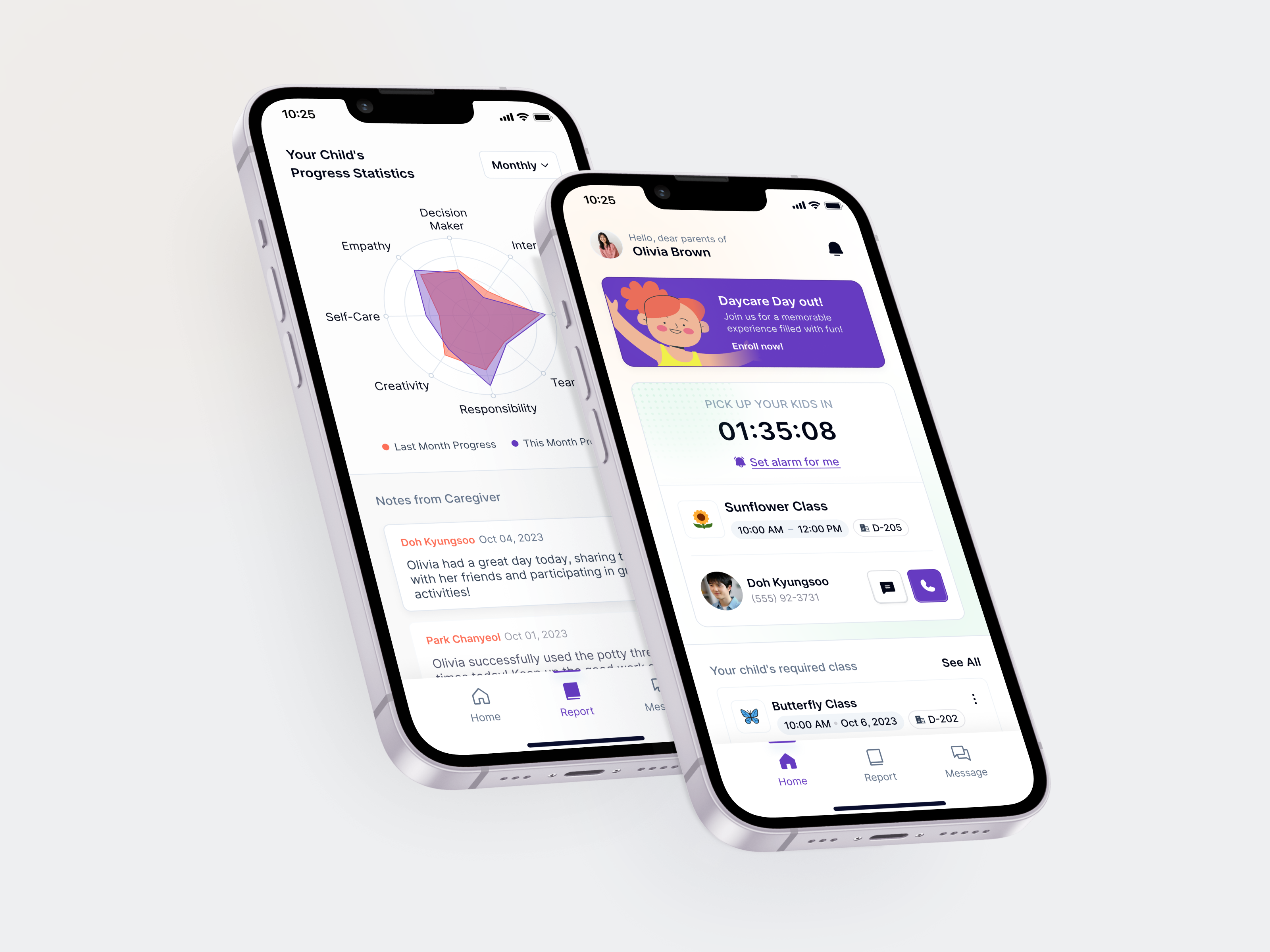 🌸 Blossom BudsCare • Daycare App for Parents app app design caregiver chat daycare daycare app design message messaging app mobile mobile app notes parents reminder service set alarm spider chart subtle gradient ui ux