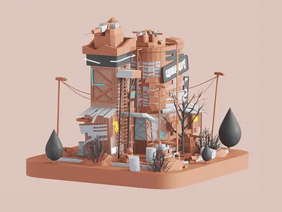 Apocalyptic city - Armory building 3d animation augmented reality blender branding building city game graphic design illustration isometric landing page motion graphics render typography unity vr web3