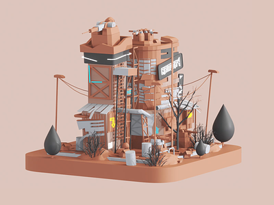 Apocalyptic city - Armory building 3d animation augmented reality blender branding building city game graphic design illustration isometric landing page motion graphics render typography unity vr web3