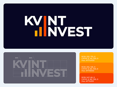 Kvint Invest logo brand book brand identity branding design finance geometry graphic design icon illustration invest logo mark minimalism statistics trending ui