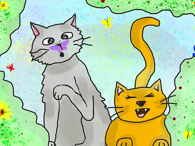 Cats drawing graphic design