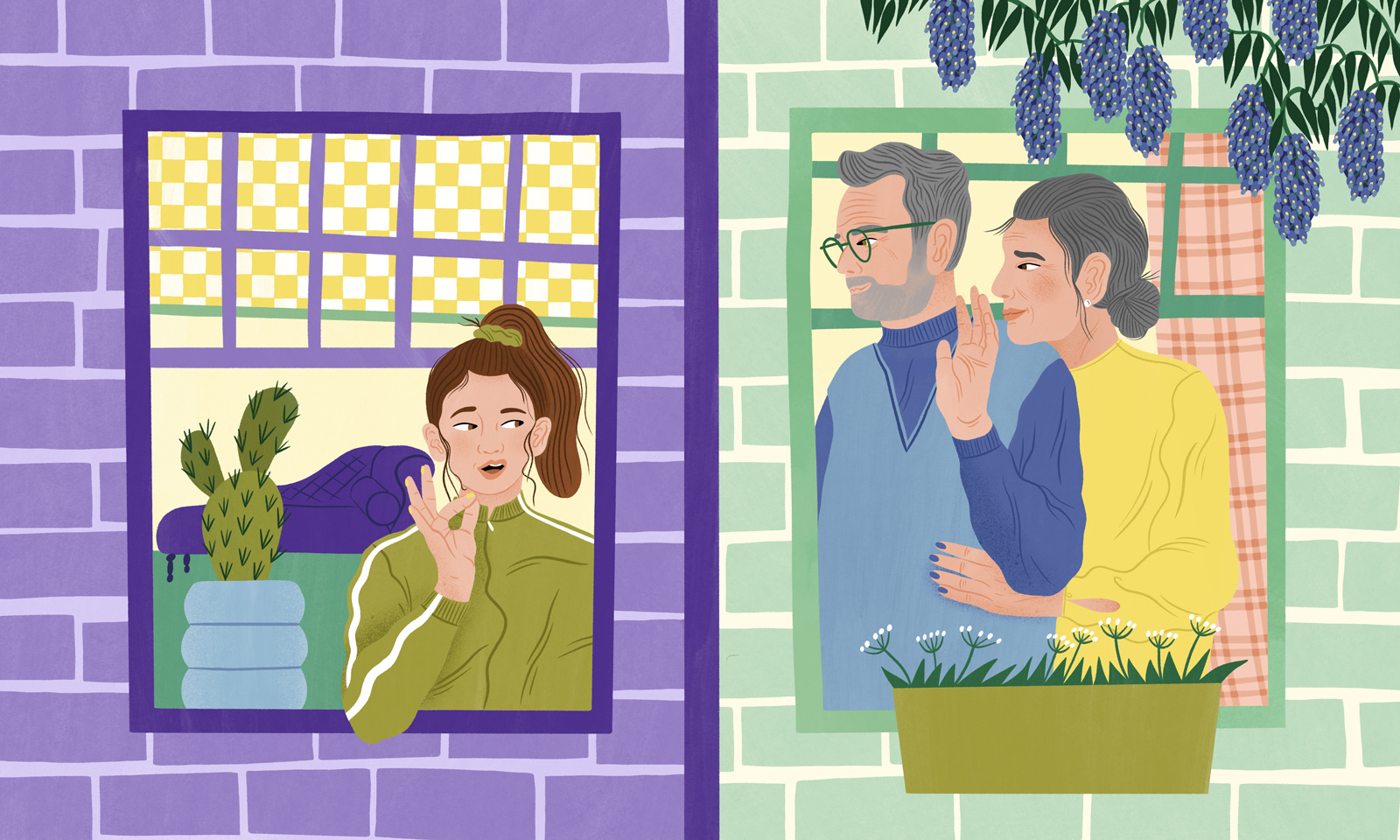 Sign Language 2d advertorial bodil jane character colour digital editorial family folioart graphic illustration procreate