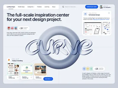 Curve SaaS Landing Page👽 3d blog card curve ecommerce glass hero hero section idea inspiration landing landing page login saas ui ux