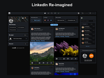 LinkedIn Redesigned & Reimagined concept dark mode linkedin redesign modern ui ui web app