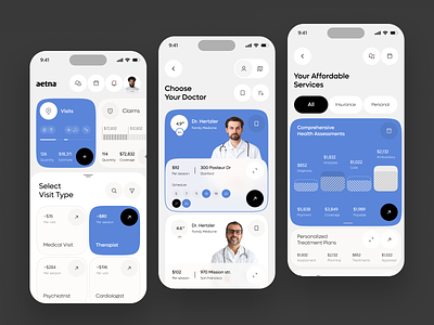 Aetna Health – Medical Insurance App app broker clinic design ehr health healthcare insurance ios managment medical medtech mobile pmr product design software telemedecine uhr ui uxdesign