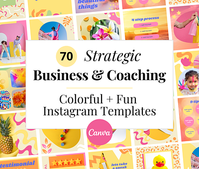 70 Colorful Business & Coaching Social Media Canva Templates canva canva designer colorful fun instagram orange pink social media templates yellow