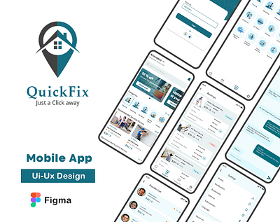 QuickFix | On demand home service Mobile App. 3d branding graphic design logo ui