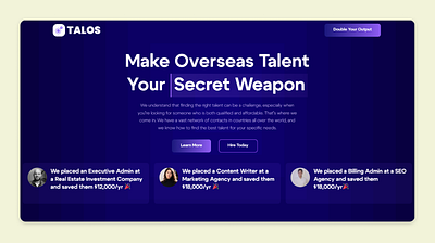 Talos Website Design agaency digital marketing saas talent ui ui design weapon website