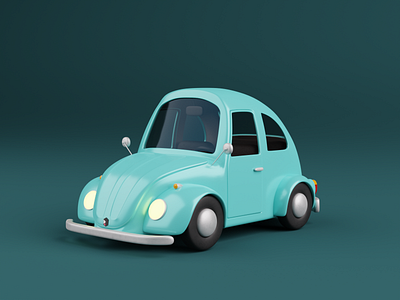 Cartoon 3D VW beetle 3d b3d beetle blender c4d car cartoon cute design german germany illustration illustrations kawaii render resources spline vehicle volkswagen vw