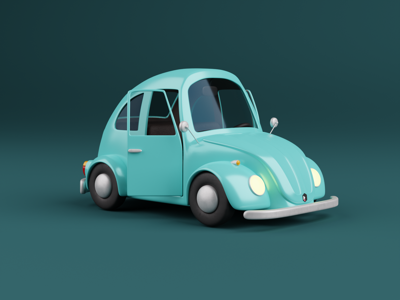 Cartoon 3D VW beetle by Samuel Briskar for ThreeDee on Dribbble