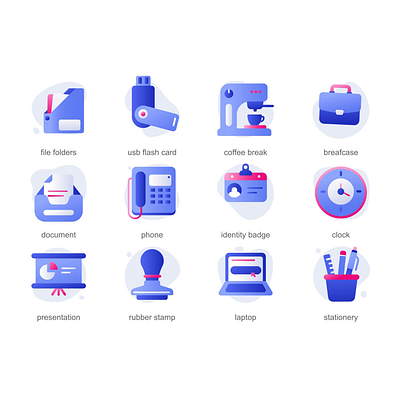 Office icons 2d animation business concepts creativity design desk essentials flat icons illustration modern motion office professional work