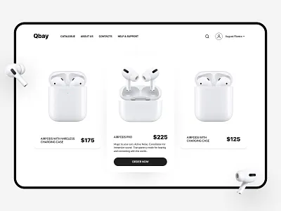 Product page e-commerce airpods apple design figma minimalistic ui web webdesign white